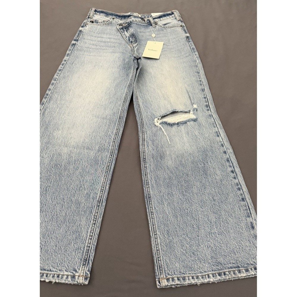 KanCan Jeans Womens 3/25 Light Wash Crossover Wide Leg Distressed High Rise NEW! - Picture 14 of 14